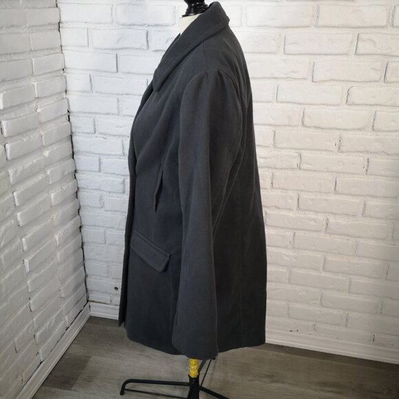 JustFab Ladies Size Large Dark Grey 3 Button Front Closure Lined Coat - Picture 4 of 10